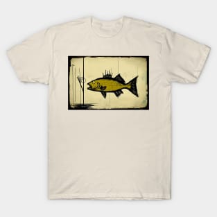 Green Largemouth Bass in Abstract Style Painting T-Shirt